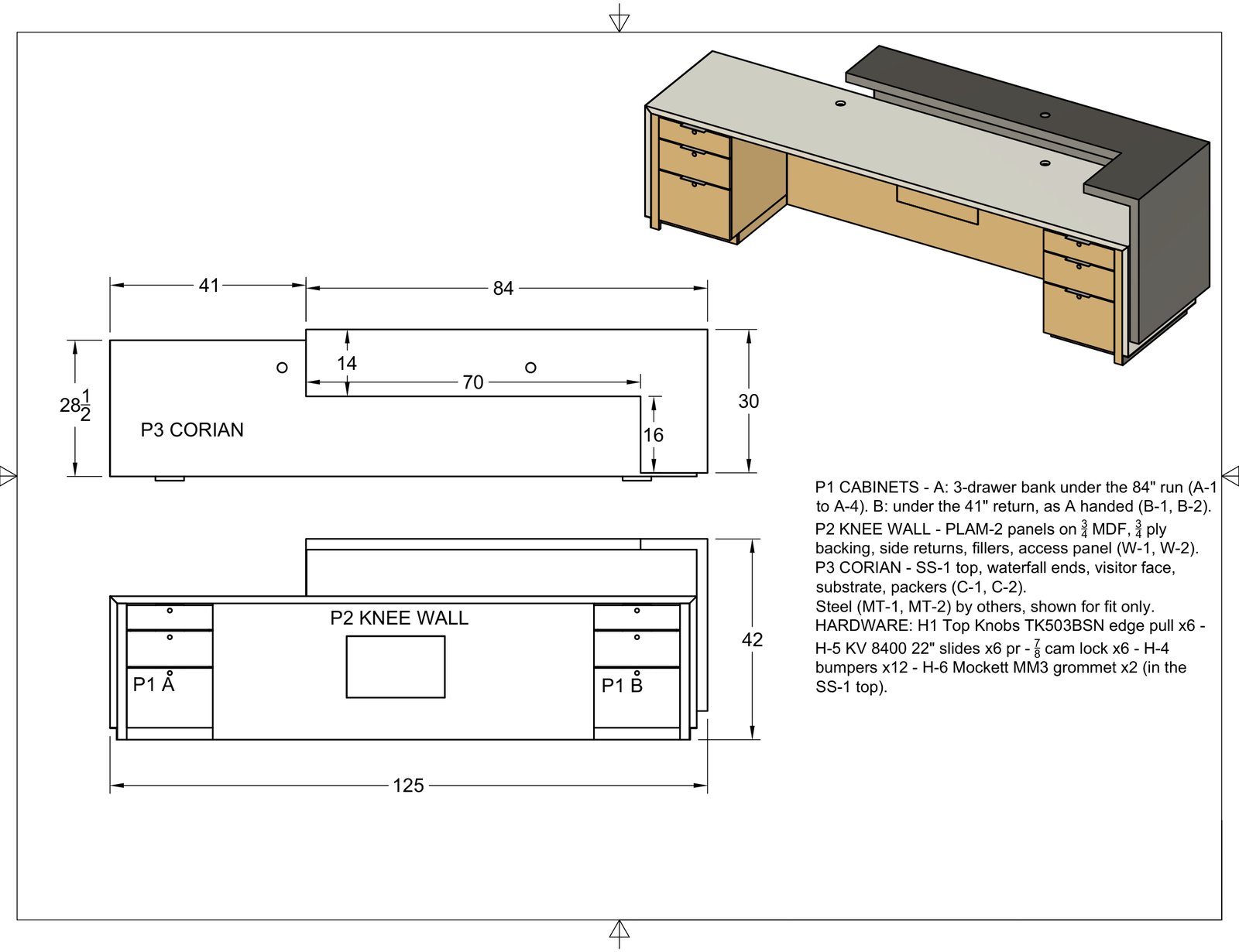 Security desk production drawing