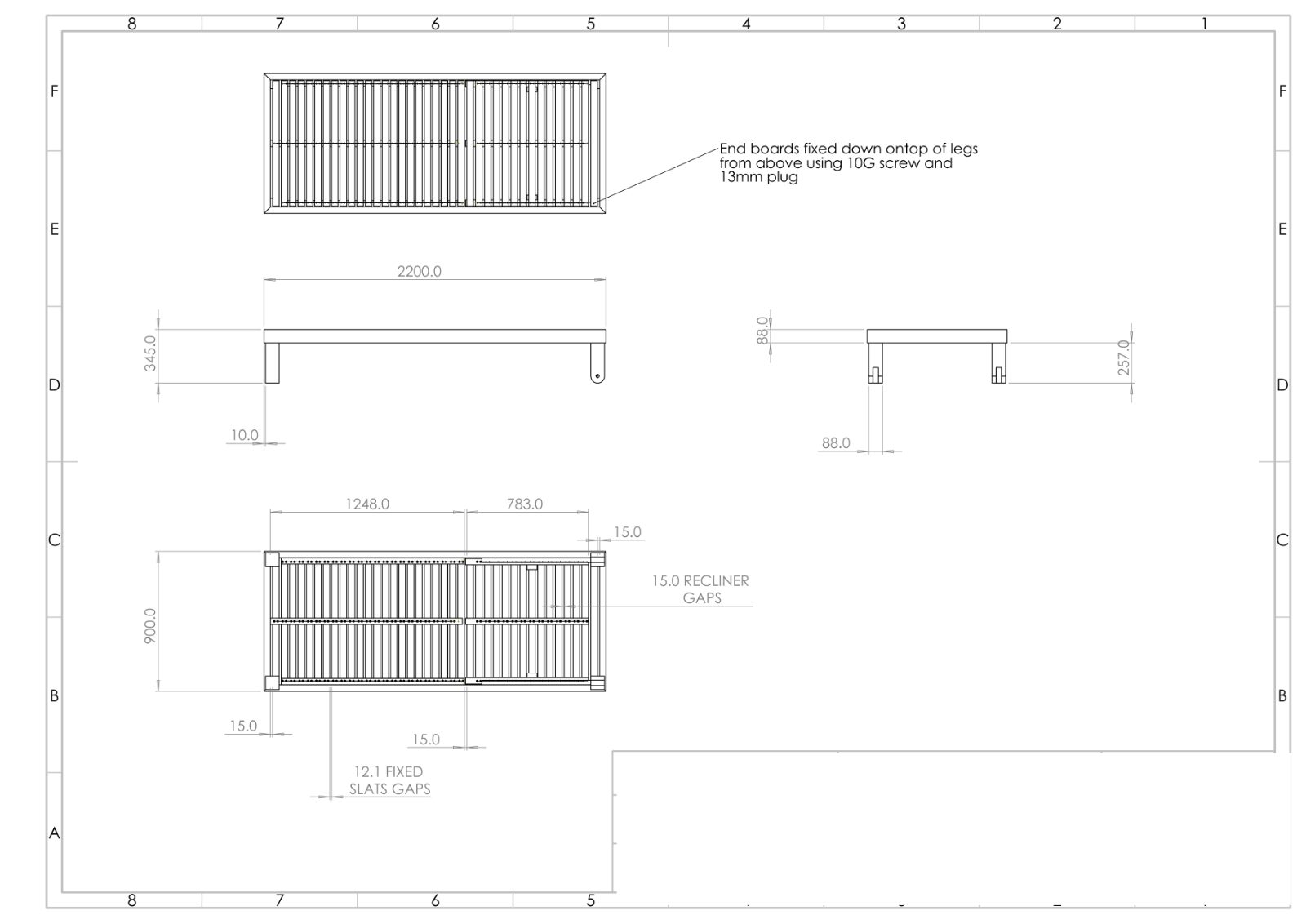 Pool lounge exploded view and parts list