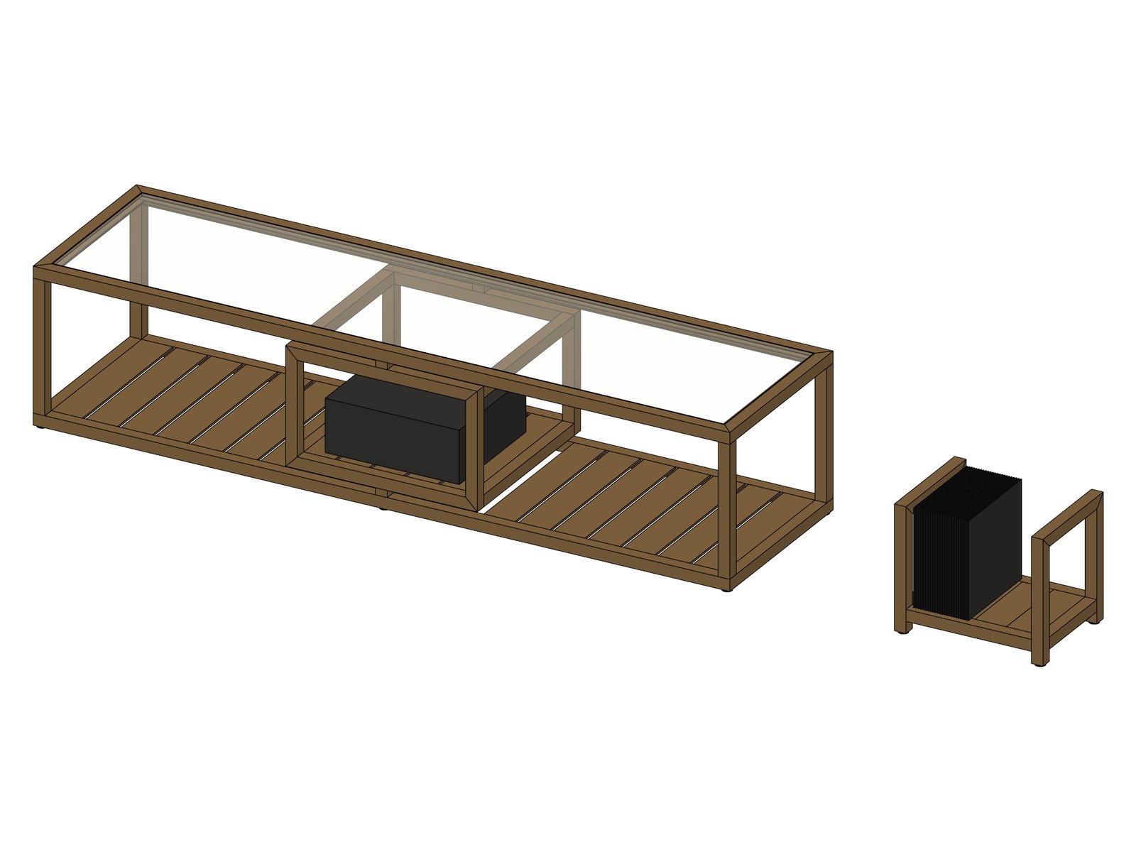 Welded aluminium coffee table 3D view