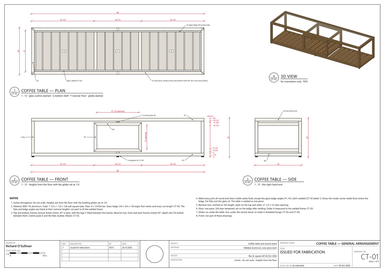 Coffee table shop drawing