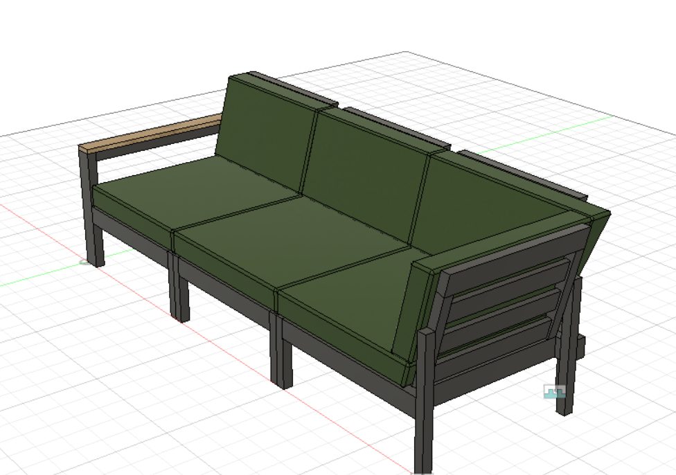 Modular aluminium outdoor lounge in a three-seat layout